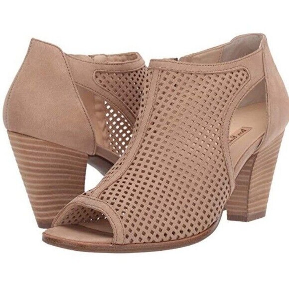 Paul Green Tianna Perforated Boot Leather Sandal Beige Tan Open Toe 5 UK…